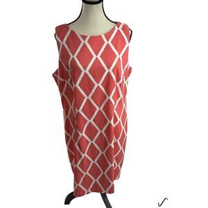 Alyx Womens Geometric Shift Dress Sleeveless Knee Length Coral Size 18